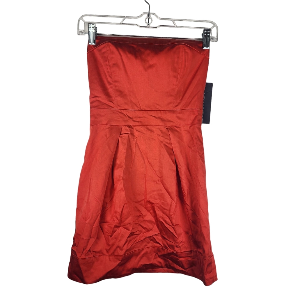 FRENCH CONNECTION Womens 2 Strapless Mini Dress Zipper Back Pockets NWT New Red